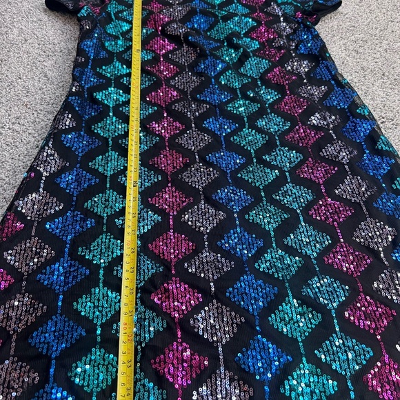 London Times Black Short Sequin Party Dress In Size US 8 - Picture 5 of 11